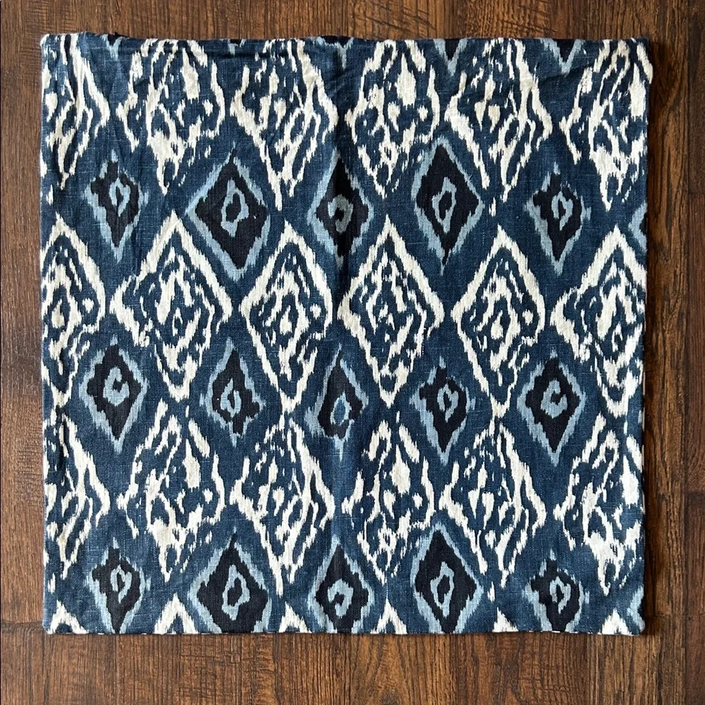 Navy and White Ikat Pattern Pillow Cover